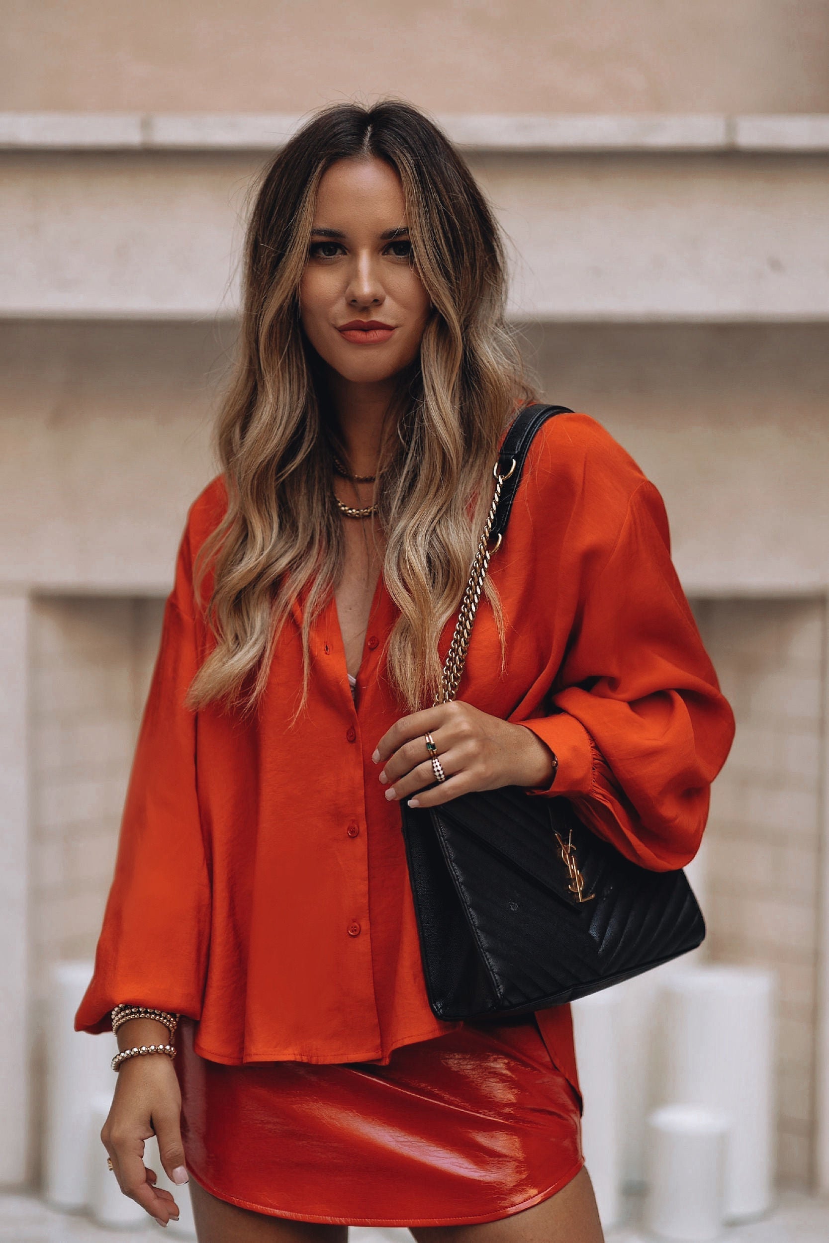 Giselle Patent Leather Mini Skirt - Poppy Red