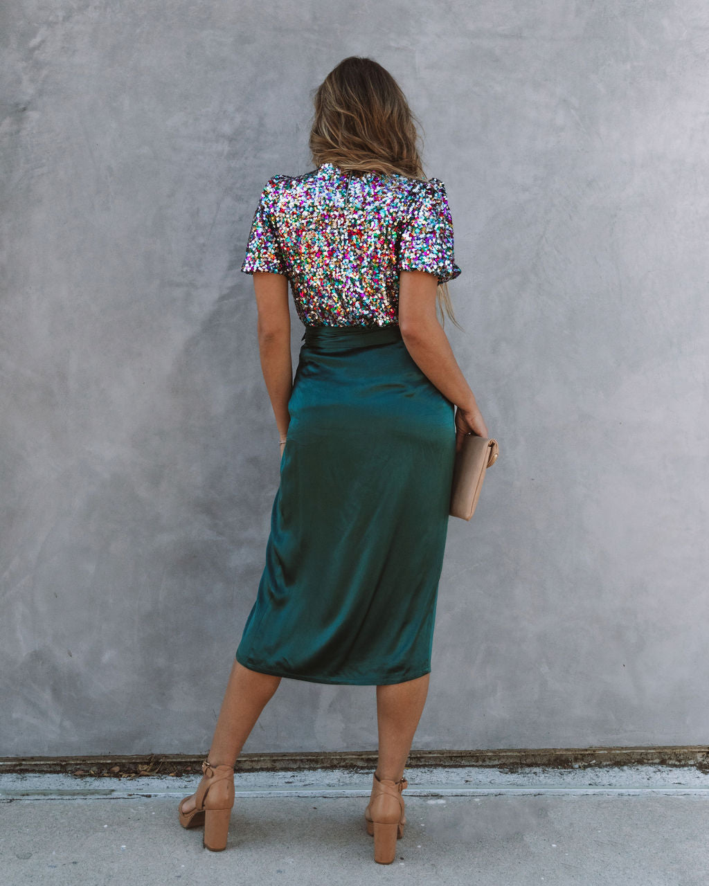 Lottie Satin Wrap Midi Skirt - Hunter Green