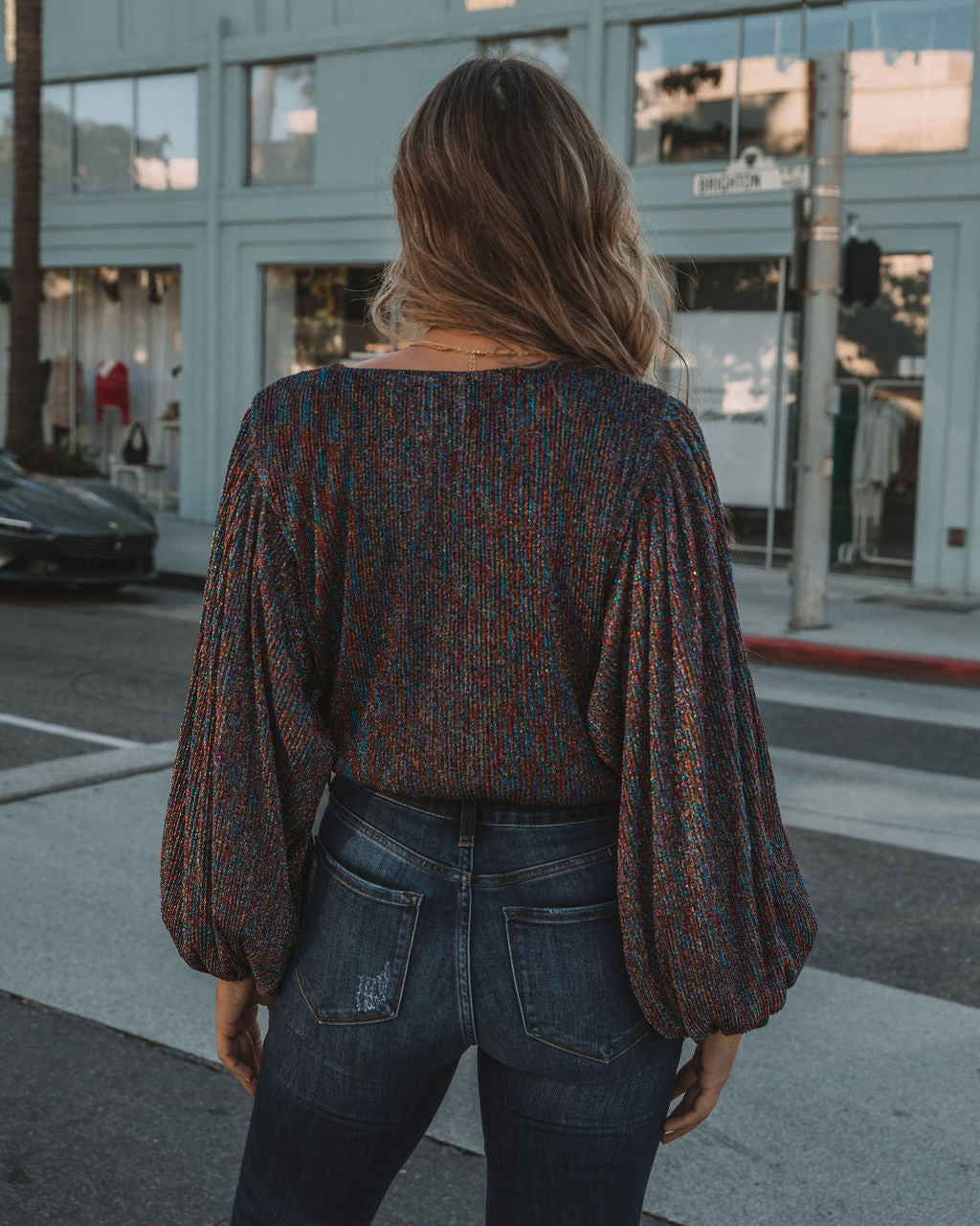 Shimmer And Sway Balloon Sleeve Drape Bodysuit