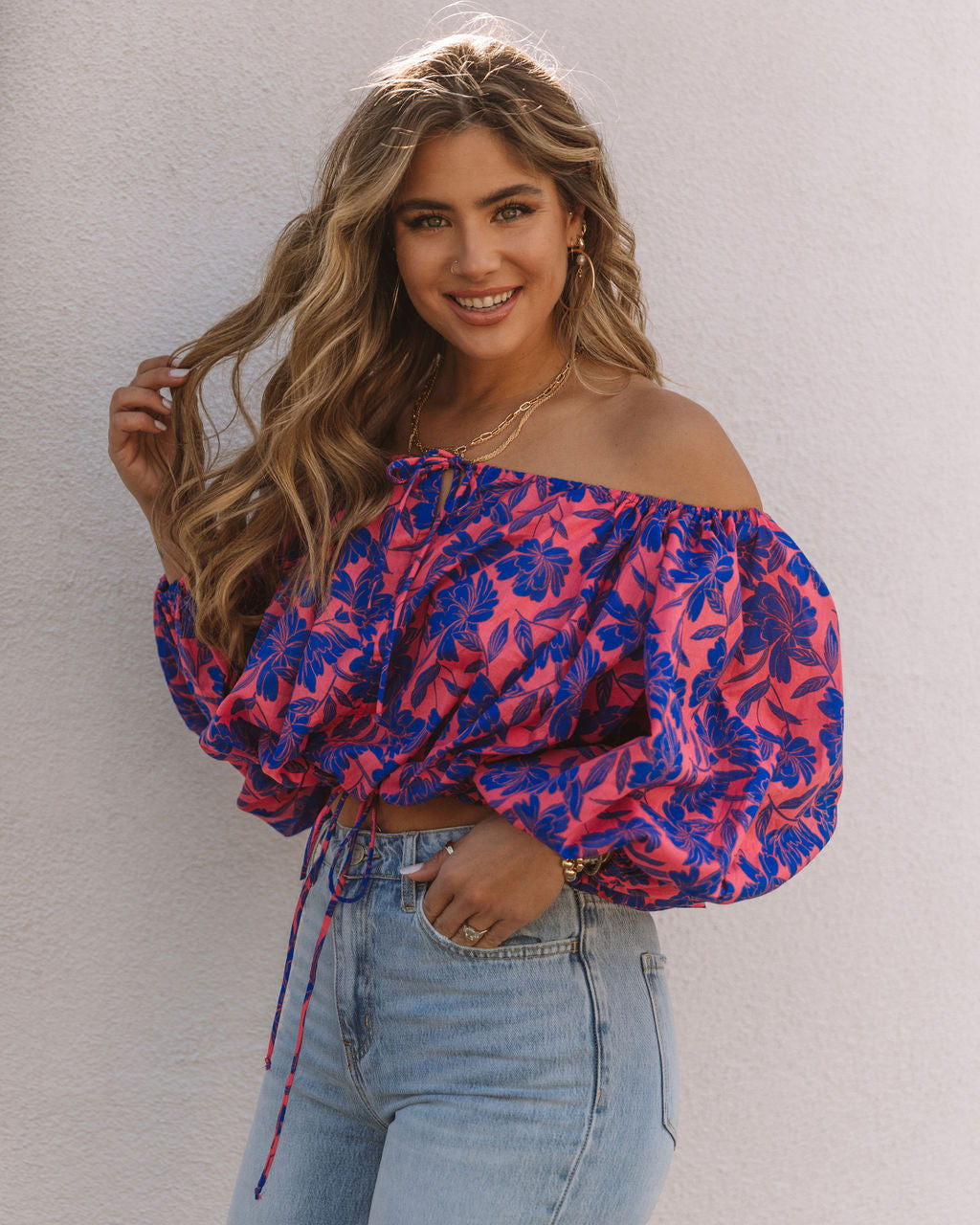 Loxley Cotton Floral Drawstring Top