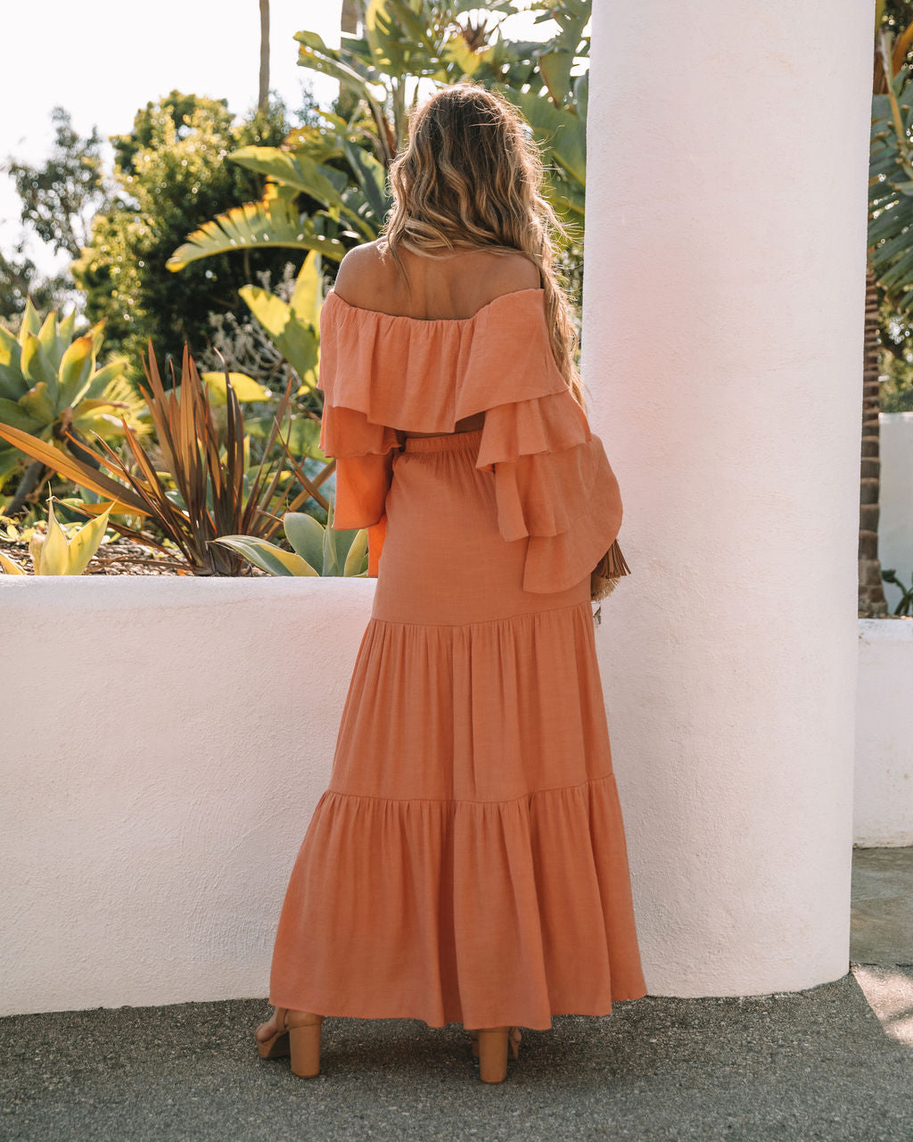 Leila Tiered Maxi Skirt - Peach