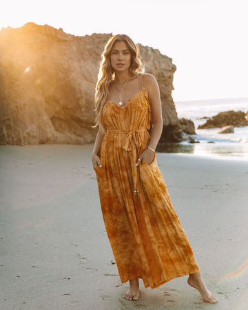 Rosally Pocketed Tie Dye Jumpsuit - Sunflower