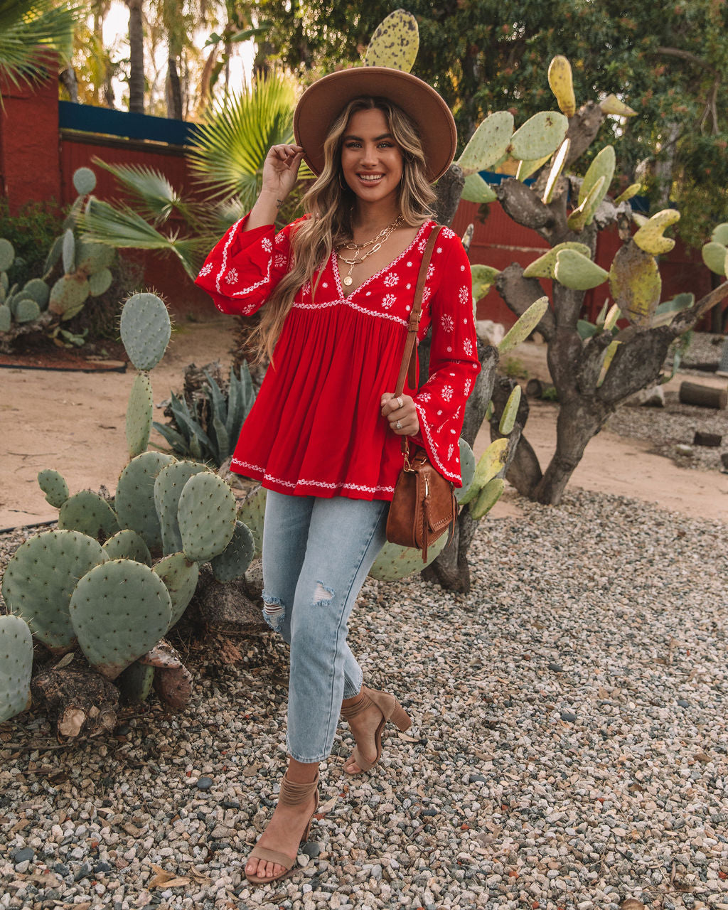 Roses And More Embroidered Tunic - Red