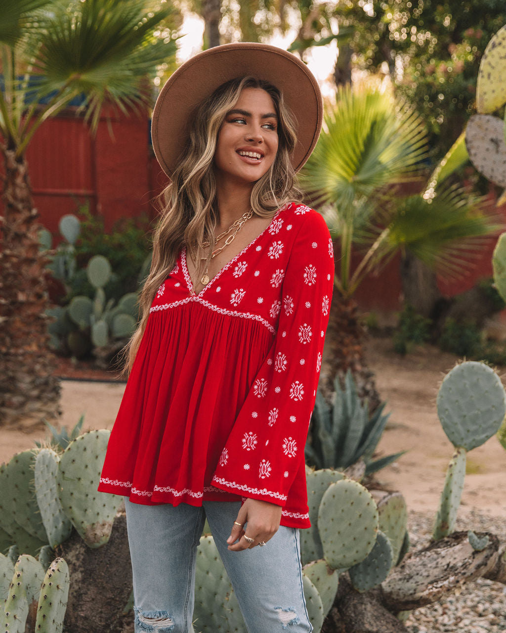 Roses And More Embroidered Tunic - Red