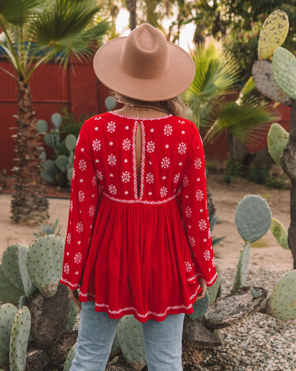 Roses And More Embroidered Tunic - Red