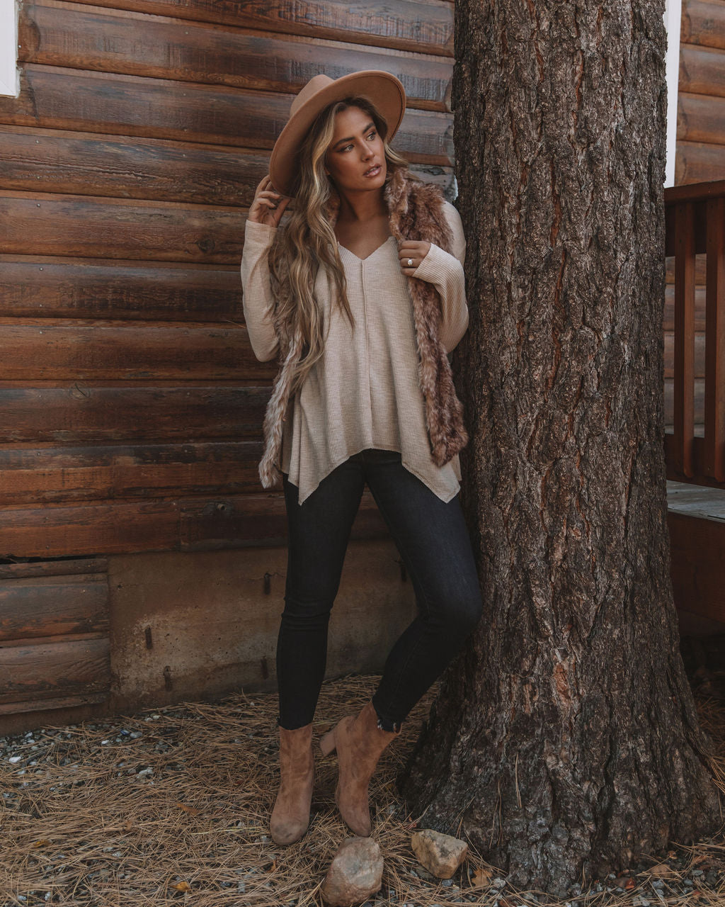 Victoria Cotton Blend Pocketed Asymm Top - Natural