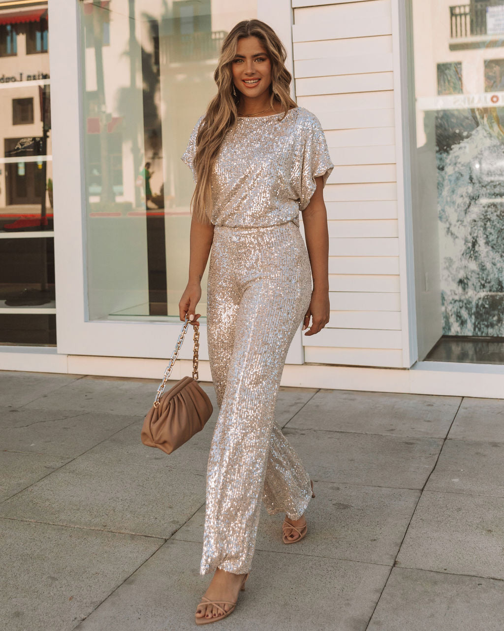 Wintour Billowed Sequin Top - Champagne