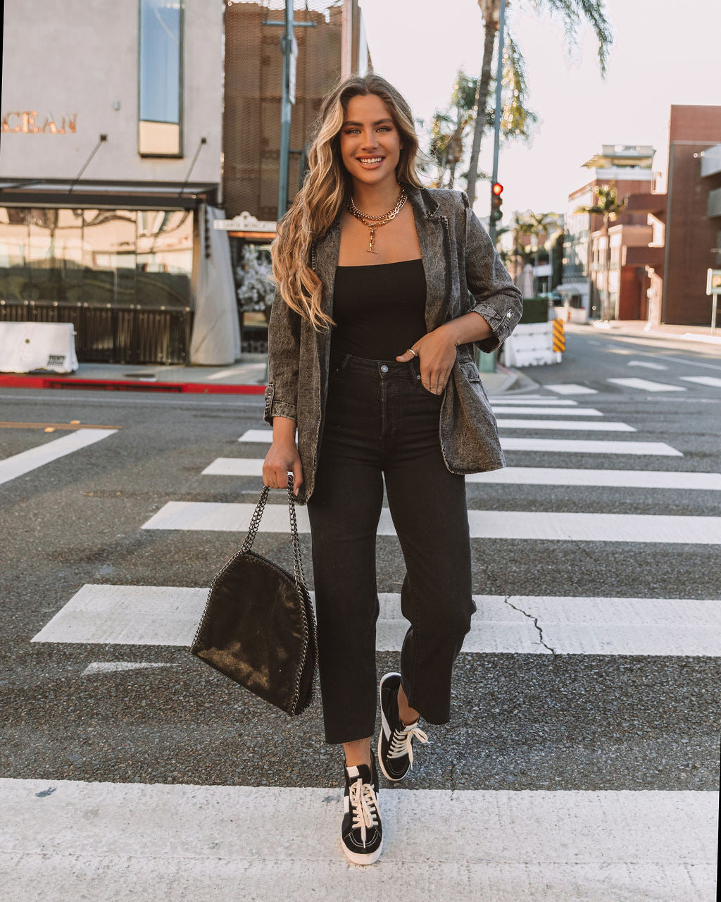 Seattle Cotton Pocketed Acid Wash Blazer