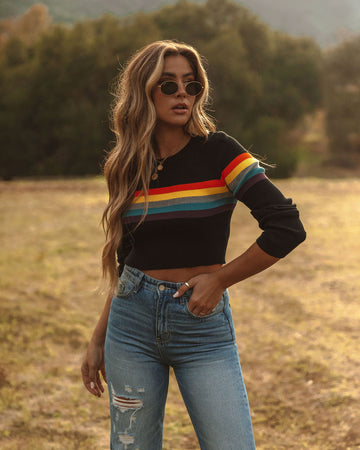 Growing Pains Ribbed Knit Top - Black