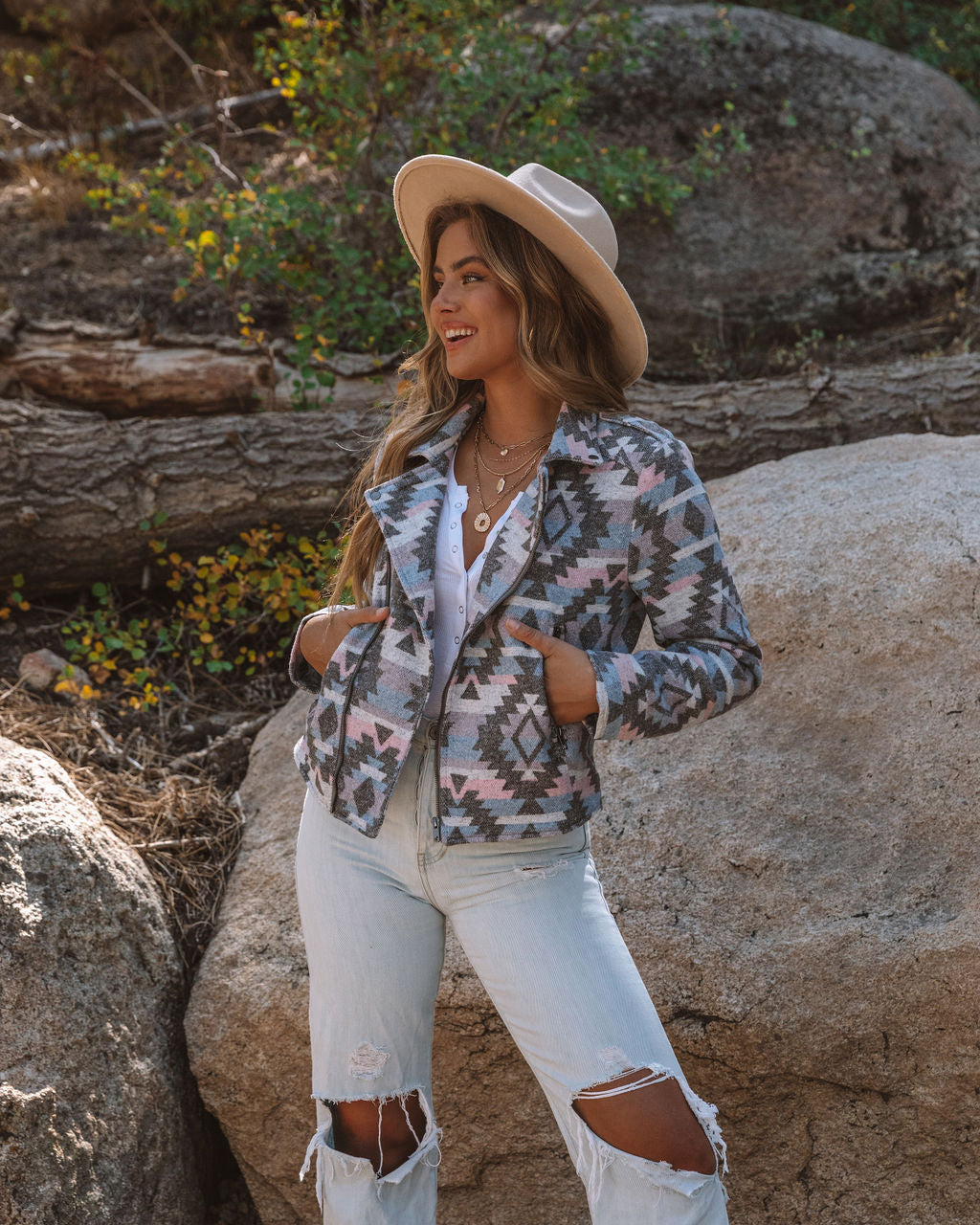 Norinne Pocketed Woven Moto Jacket