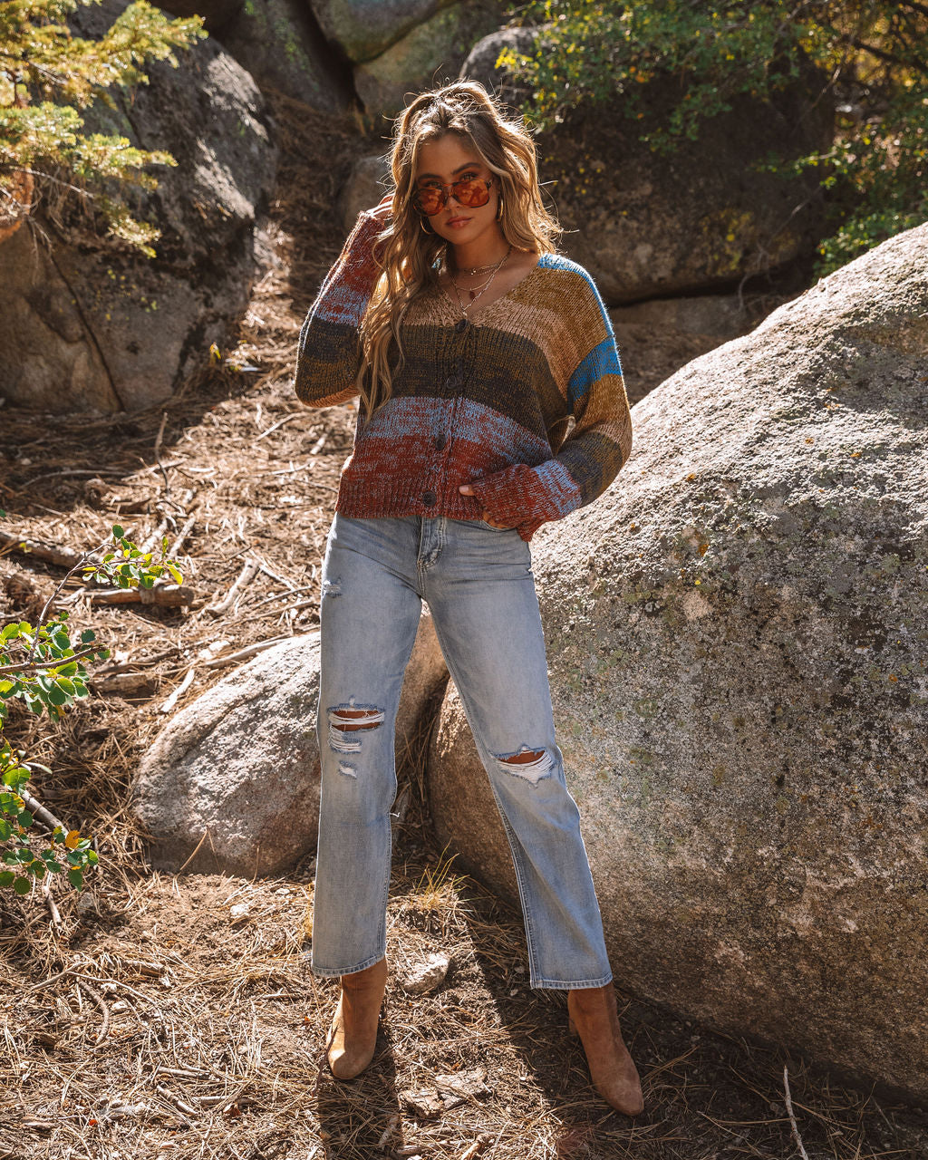 Graham Striped Button Front Knit Cardigan