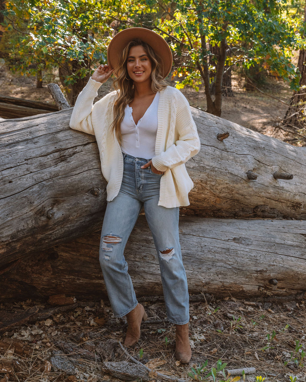 Paris Cotton Blend Pocketed Cardigan - Ivory