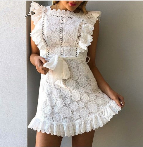 Sentimental Cotton Crochet Ruffle Romper
