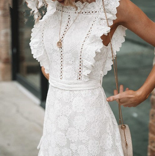 Sentimental Cotton Crochet Ruffle Romper