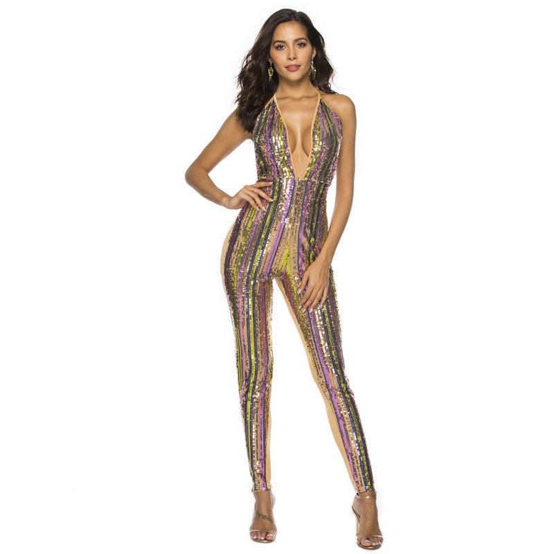 Party On The Move Pocketed Sequin Jumpsuit