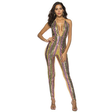 Party On The Move Pocketed Sequin Jumpsuit