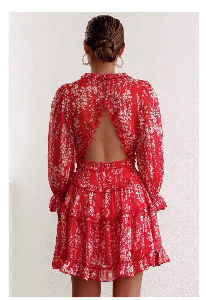 Memorable Floral Open Back Mini Dress