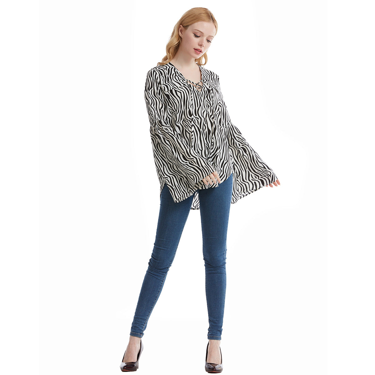 Mcgee Tiger Print Padded Shoulder Blouse