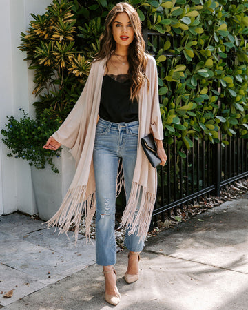 Rocklin Fringe Cardigan - Almond