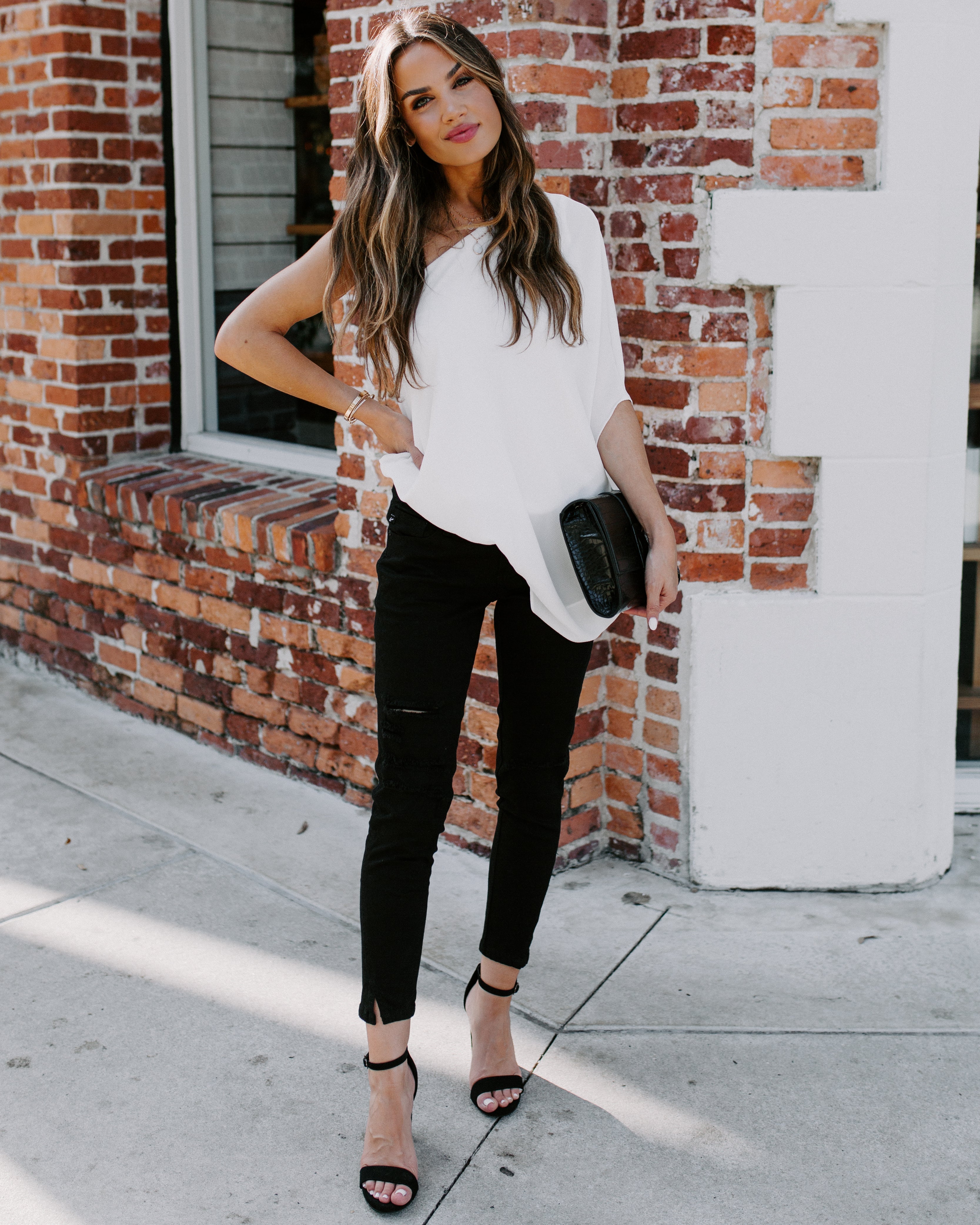 Shower With Love One Shoulder Blouse - White