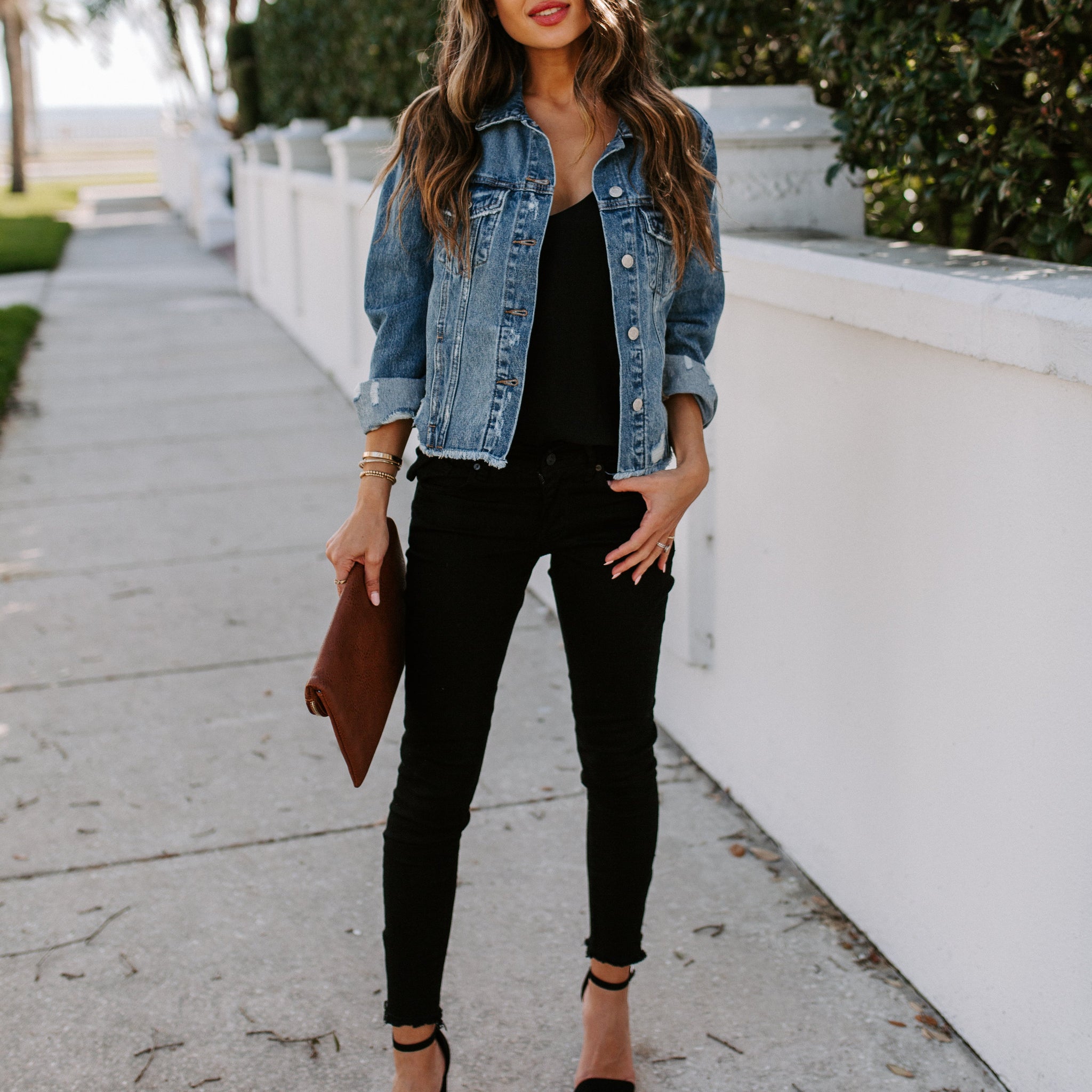 Night Rider Pocketed Distressed Denim Jacket