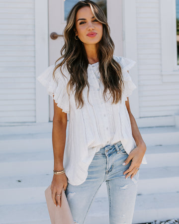 Narcissus Cotton Lace Button Down Top