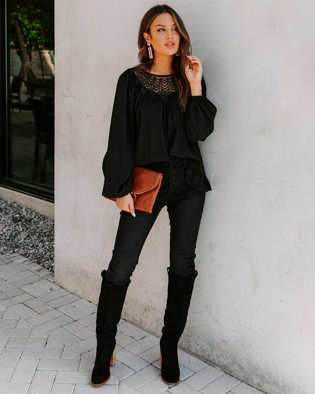 Last Glance Lace Blouse - Black