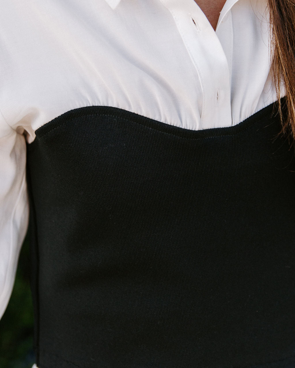 Kyrie Contrast Button Down Knit Bustier Top