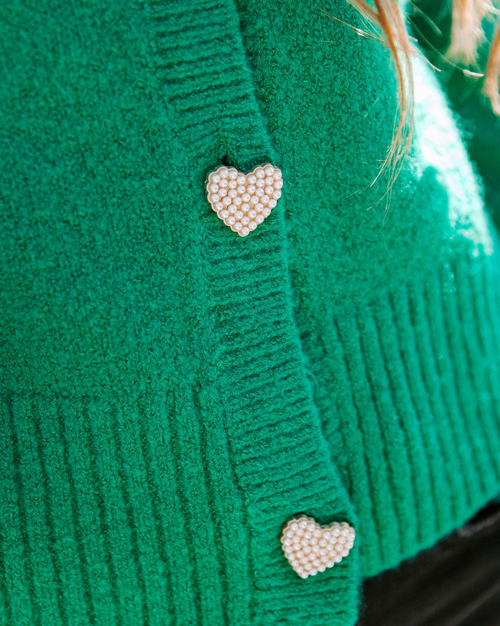 Lovey Button Front Knit Cardigan - Green