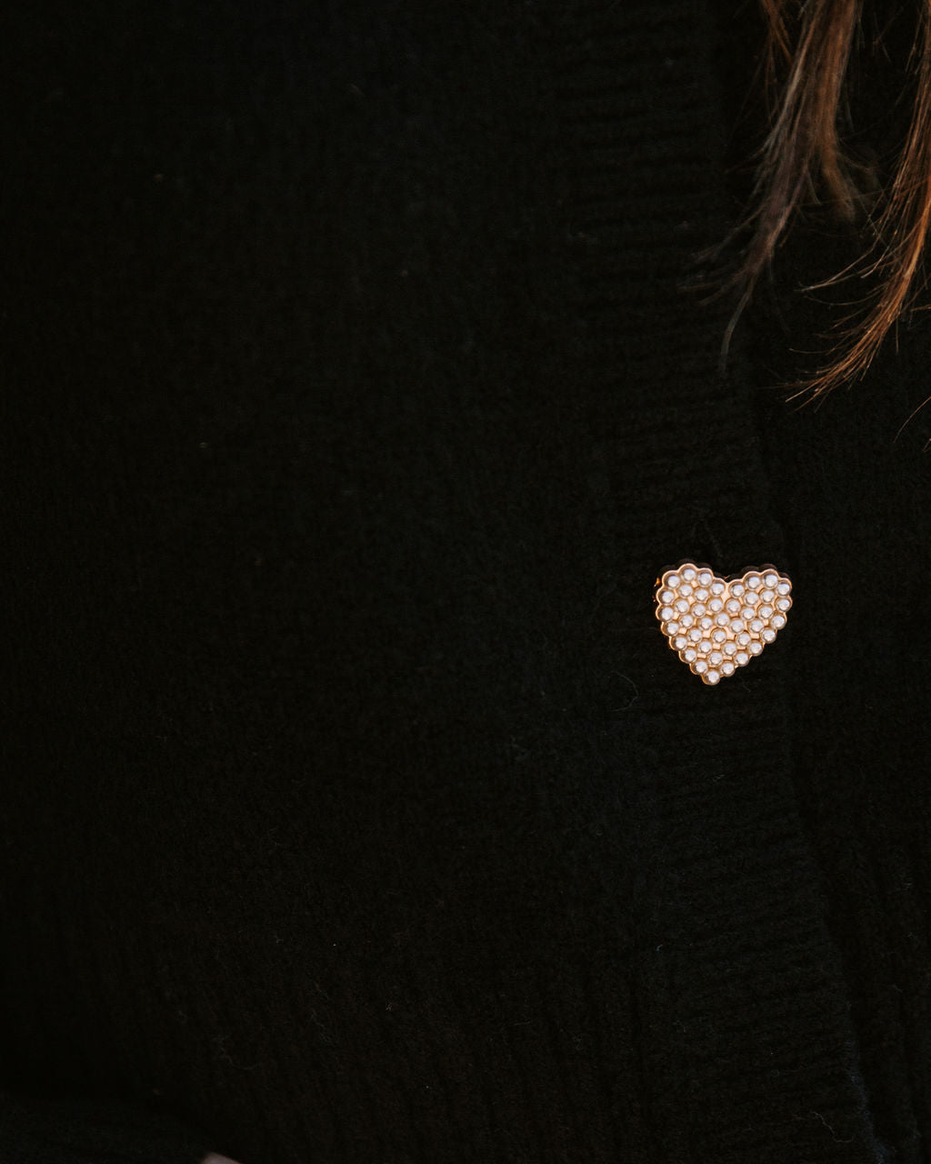 Lovey Button Front Knit Cardigan - Black