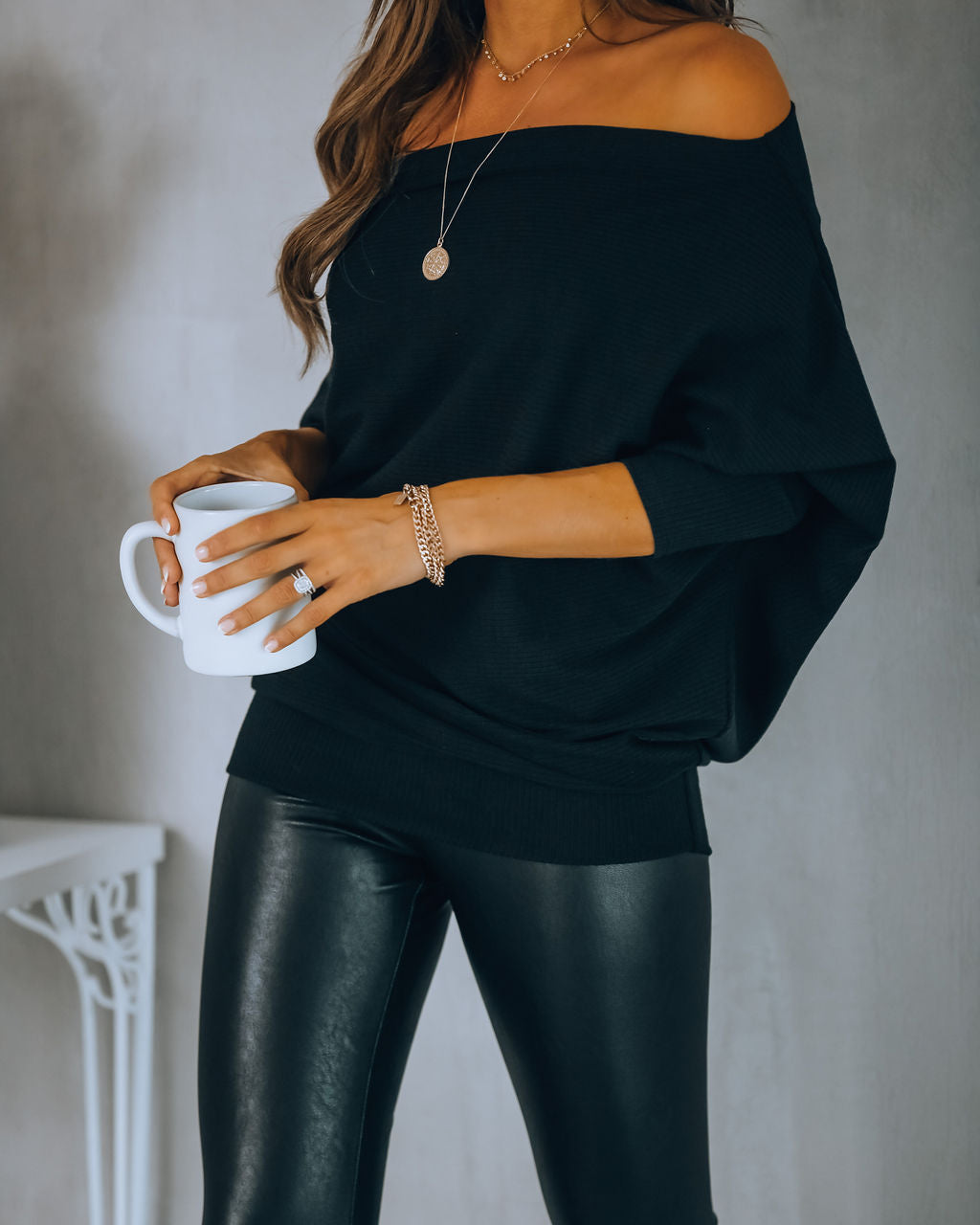 Grateful Dolman Knit Top - Black