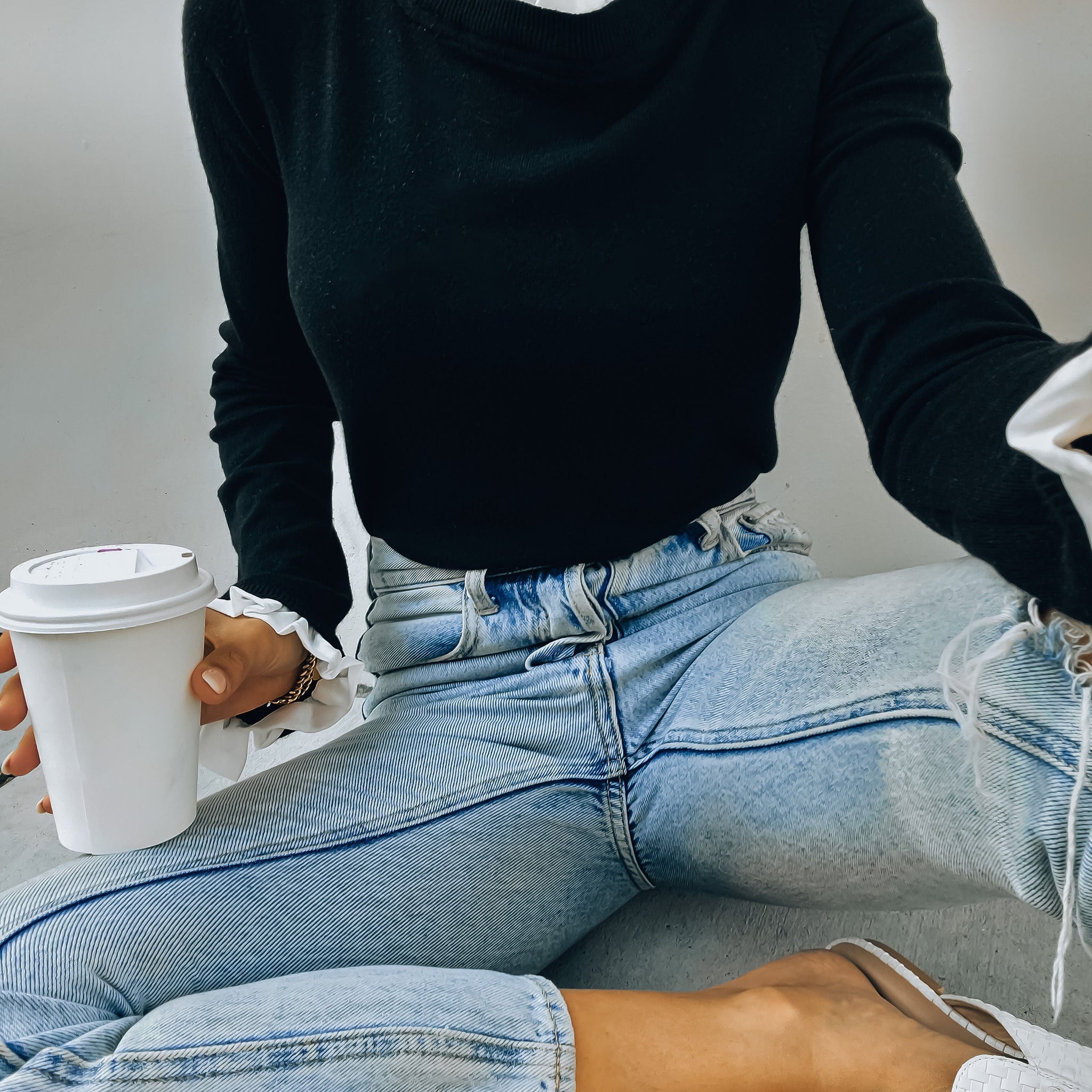 France Contrast Ruffle Sweater Top