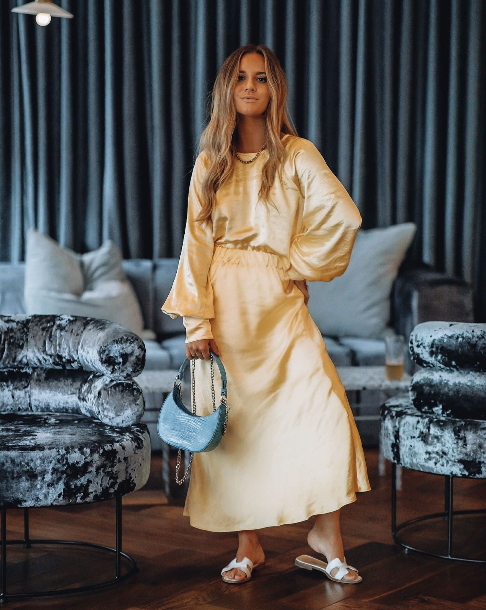 Naya Satin Crop Blouse - Yellow