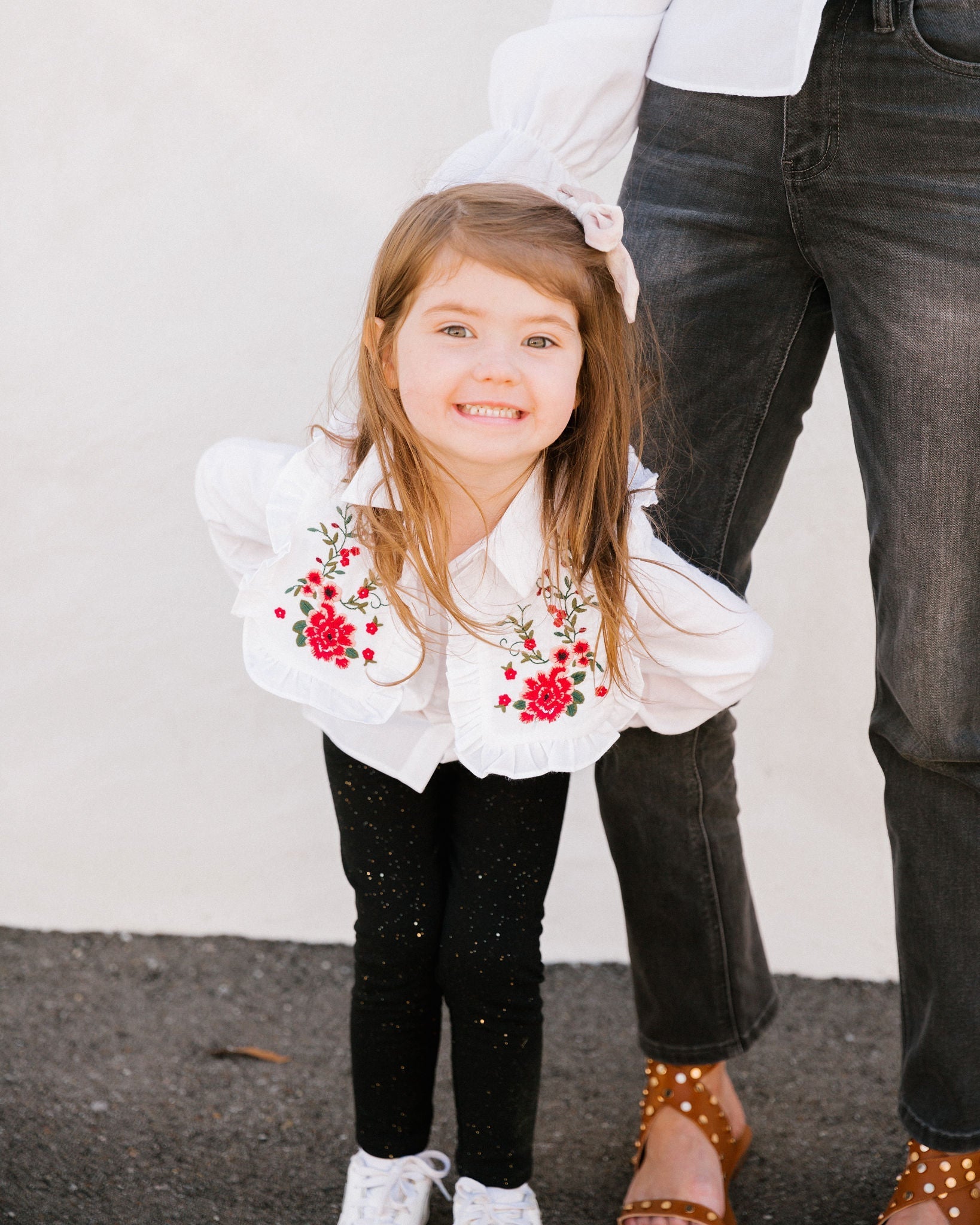 Mini - Carnation Cotton Embroidered Poplin Shirt