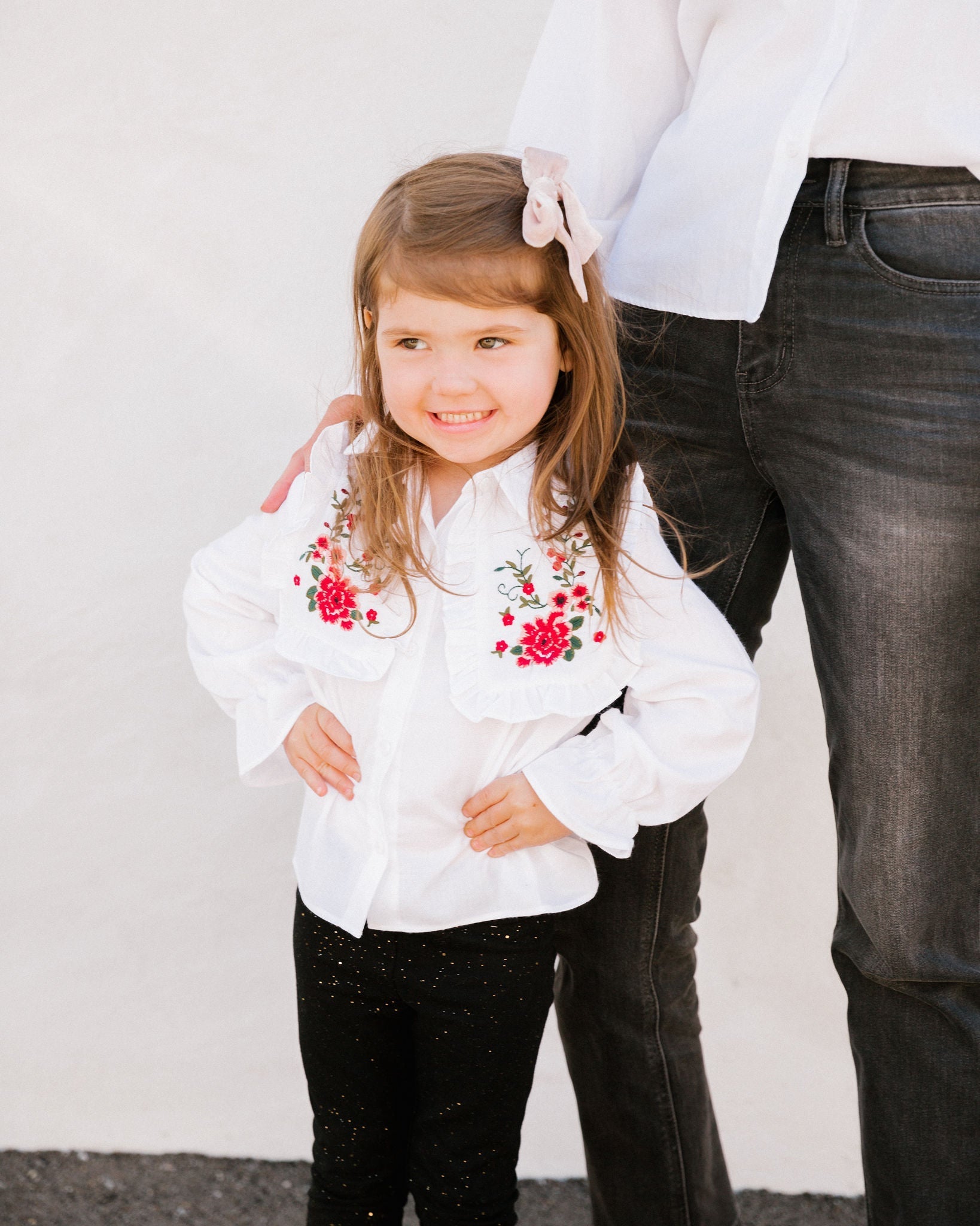 Mini - Carnation Cotton Embroidered Poplin Shirt