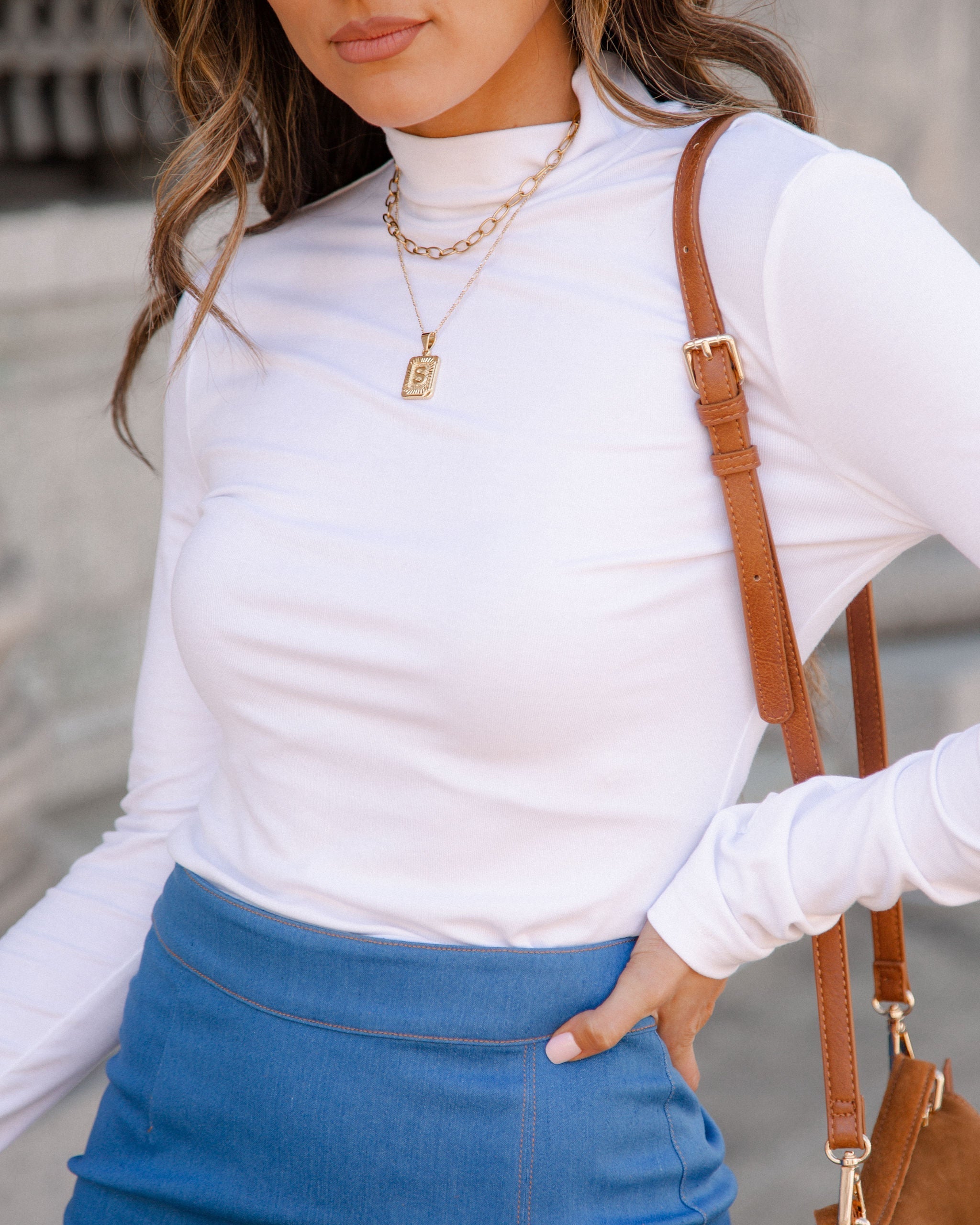 Past Or Present Turtleneck Knit Top - White