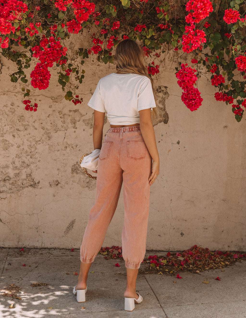 Mara Vintage Wash Denim Joggers - Powder Brick