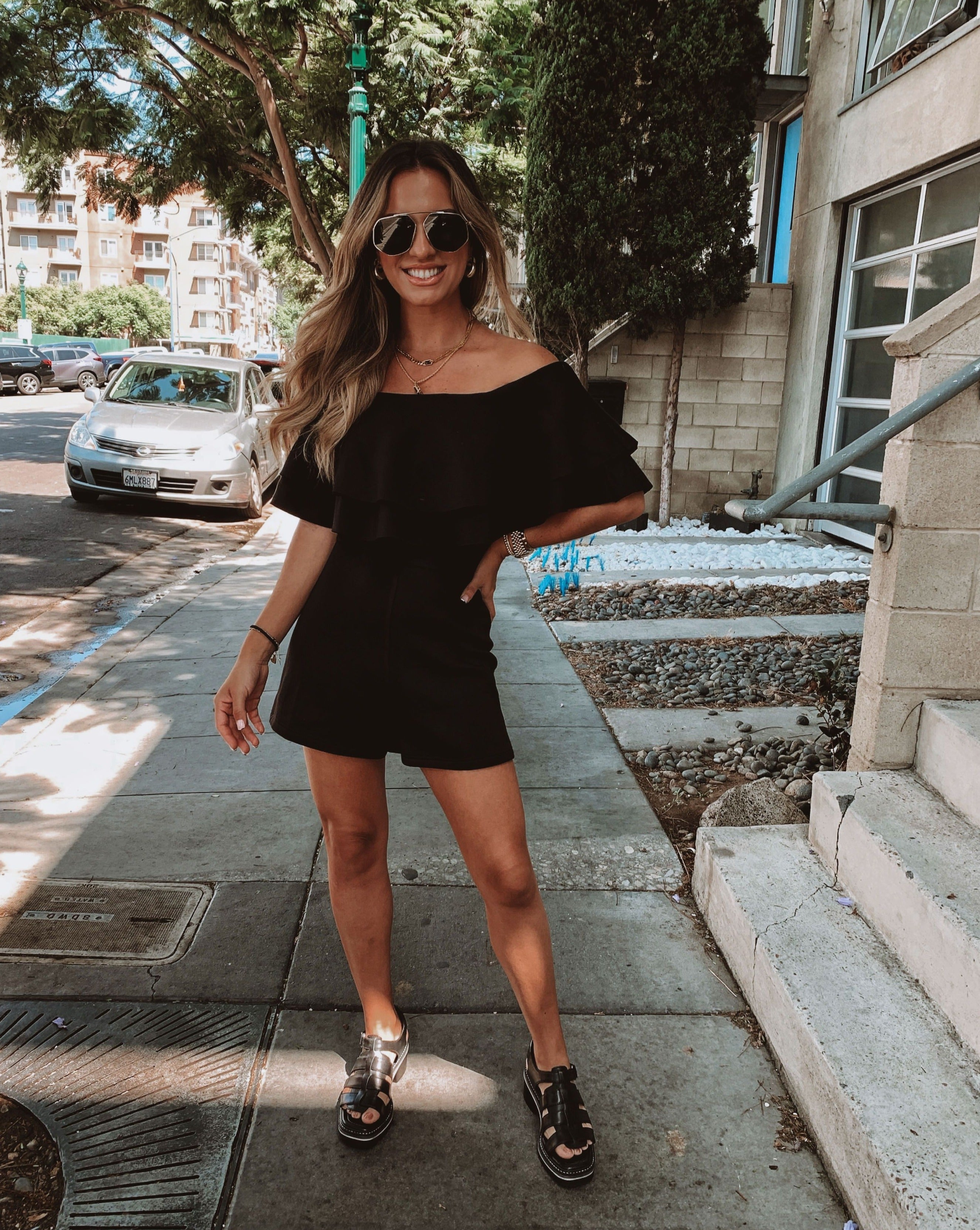 Luella Off The Shoulder Ruffle Romper