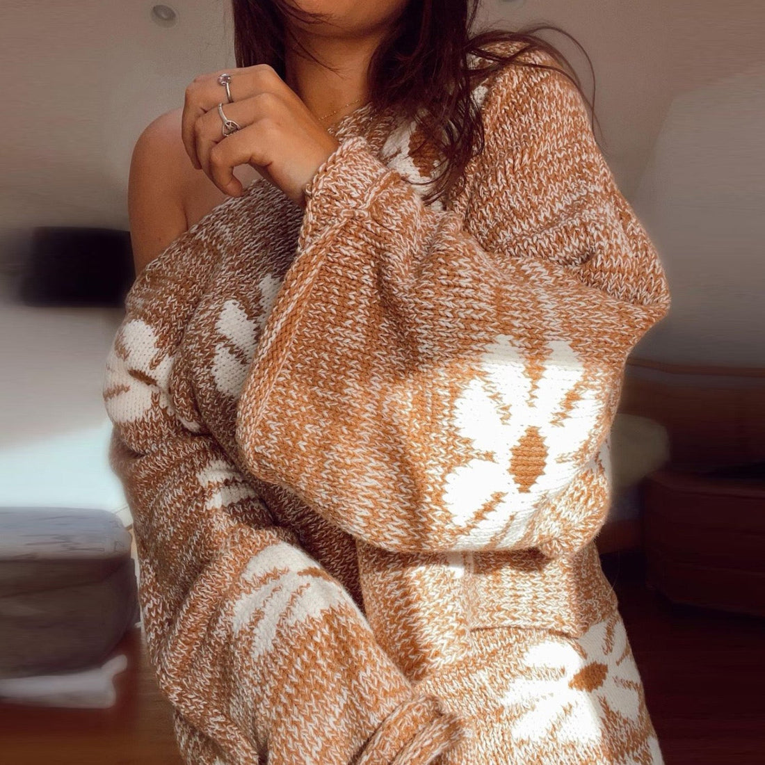 Full Floral High Rise Knit Shorts