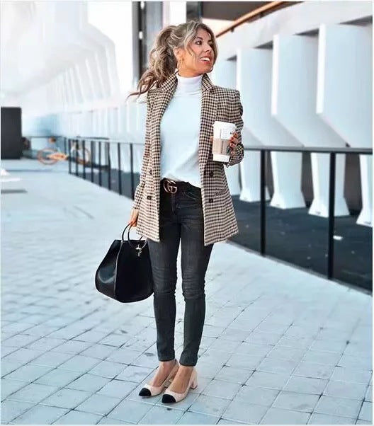 Marketplace Pocketed Houndstooth Blazer