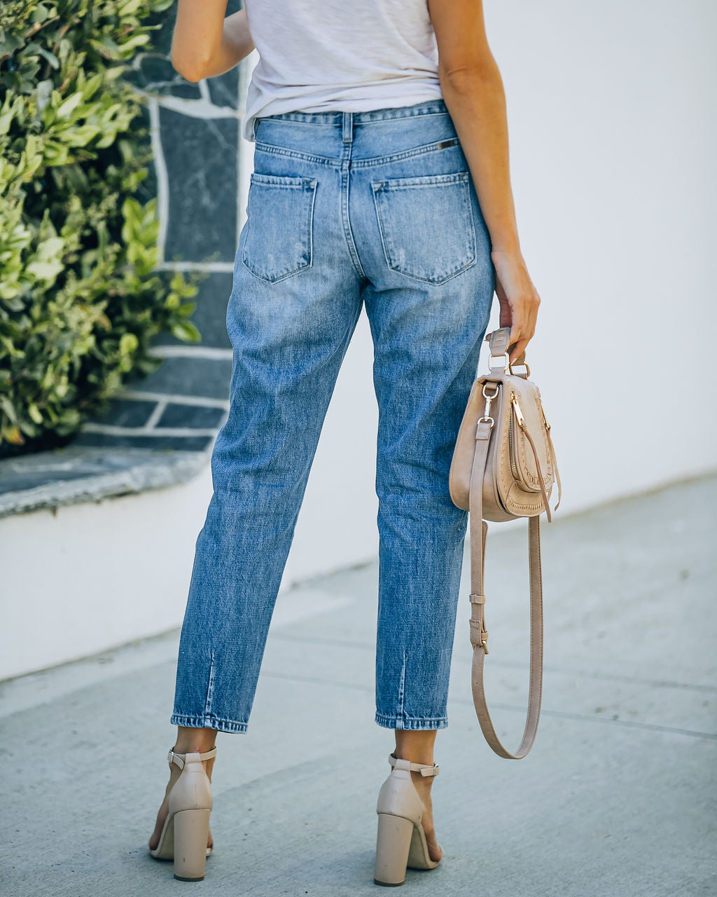 Lorelei High Rise Distressed Paint Splatter Mom Jeans