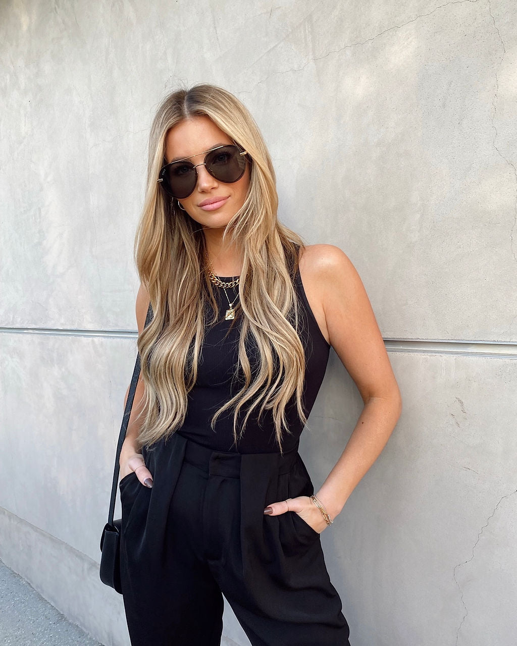 Lacey Pocketed High Rise Trousers - Black