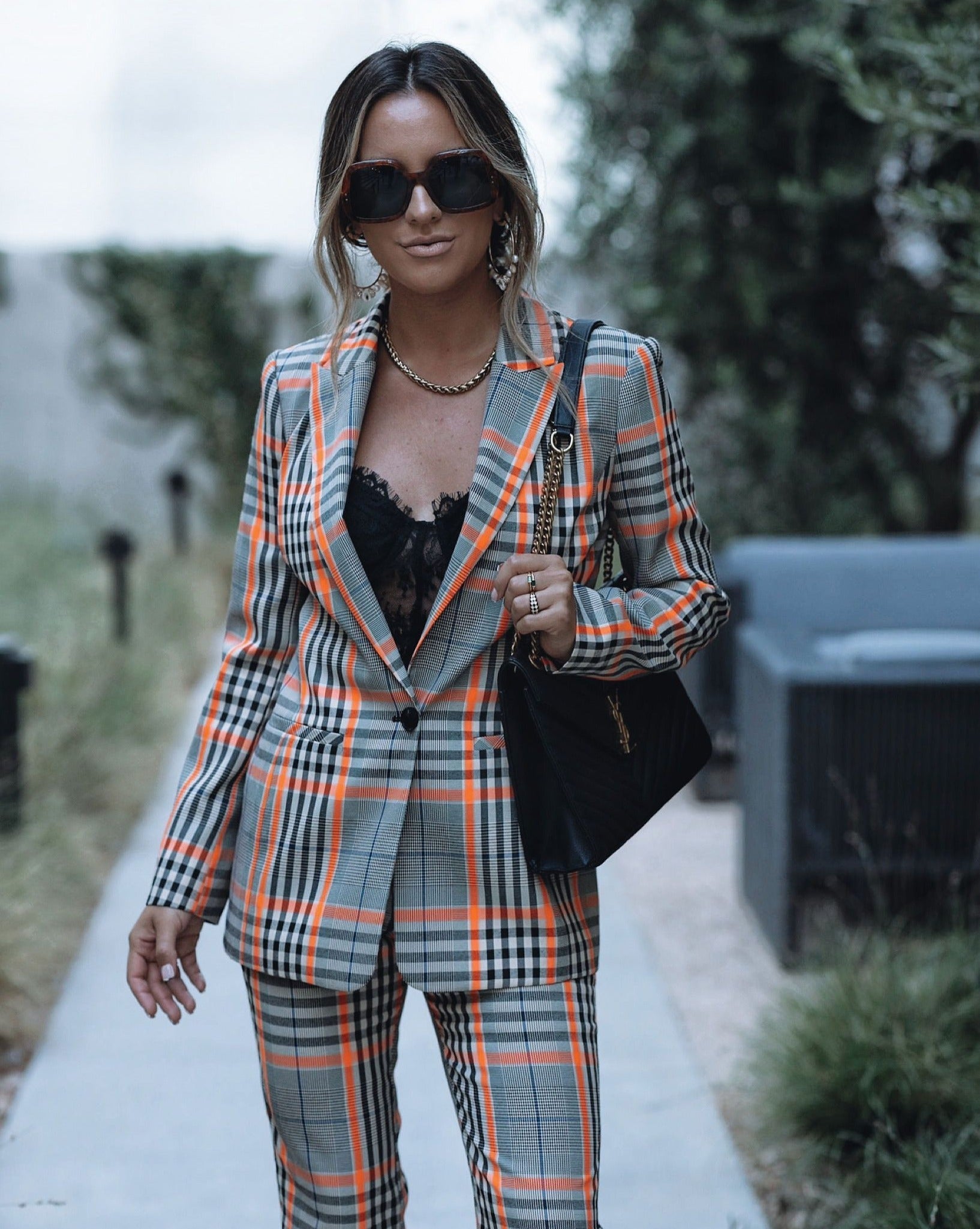 Londyn Pocketed High Rise Plaid Trousers