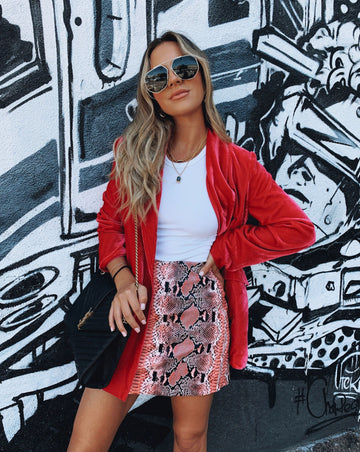 Nyomi Snake Print Embossed Mini Skirt