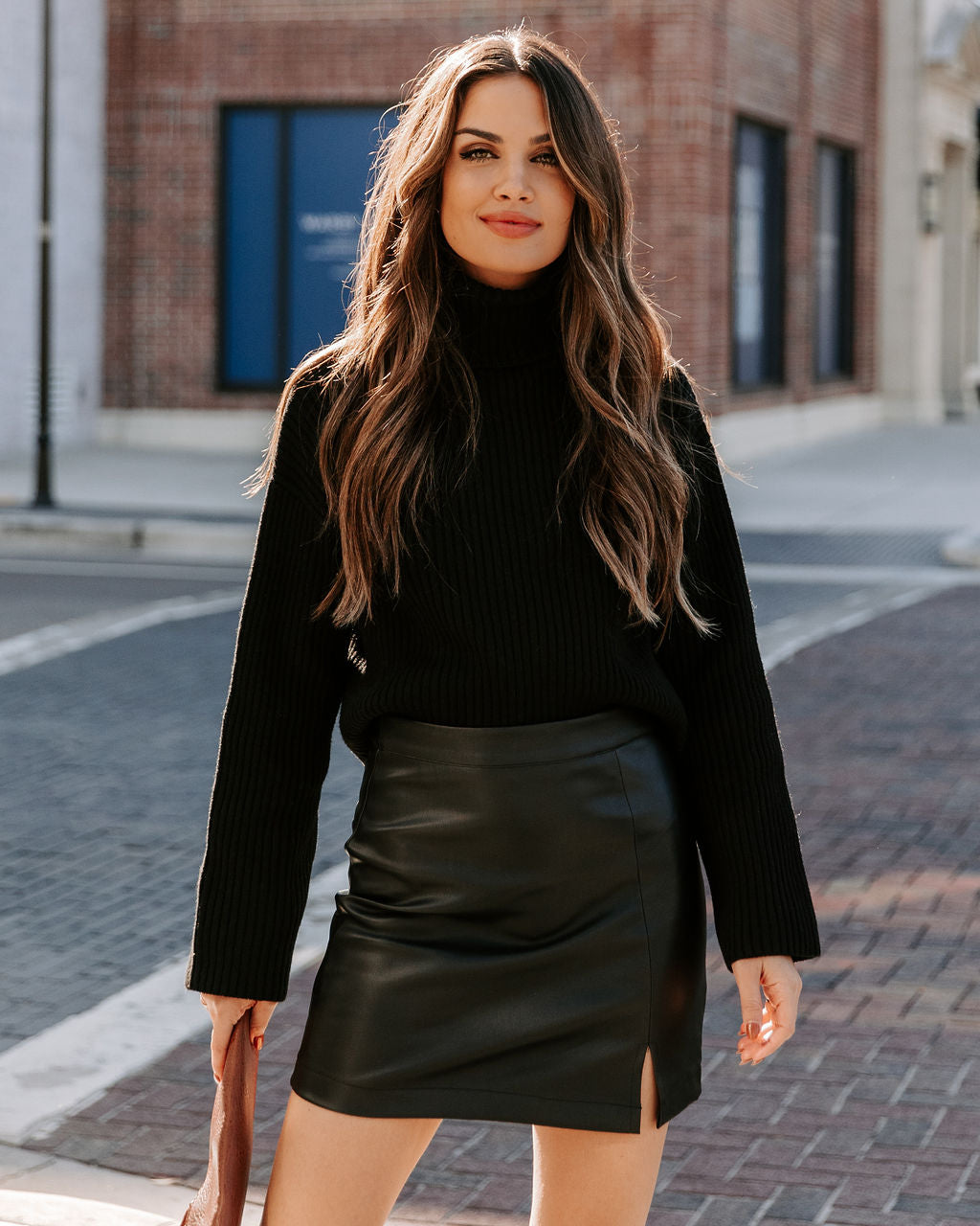 Mazine Faux Leather Mini Skirt - Black