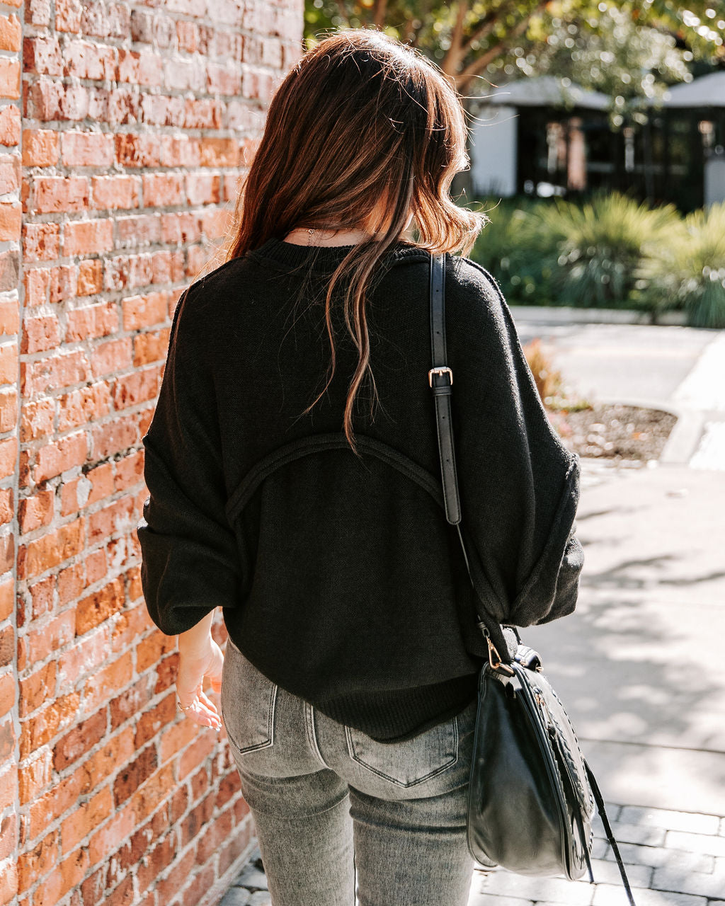 Mountain Gem Cotton Relaxed Sweater - Faded Black