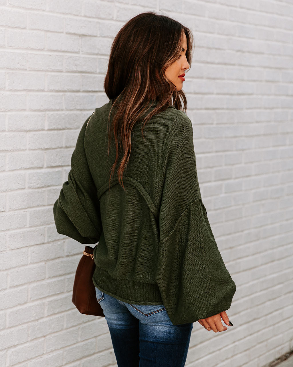 Mountain Gem Cotton Relaxed Sweater - Olive