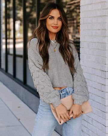 Full Of Cheer Cropped Knit Sweater - Grey