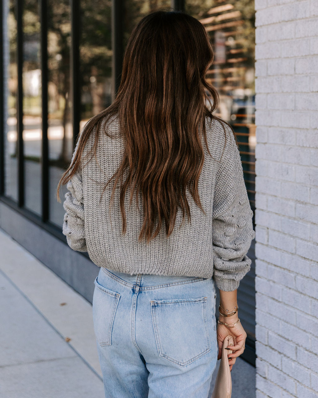 Full Of Cheer Cropped Knit Sweater - Grey