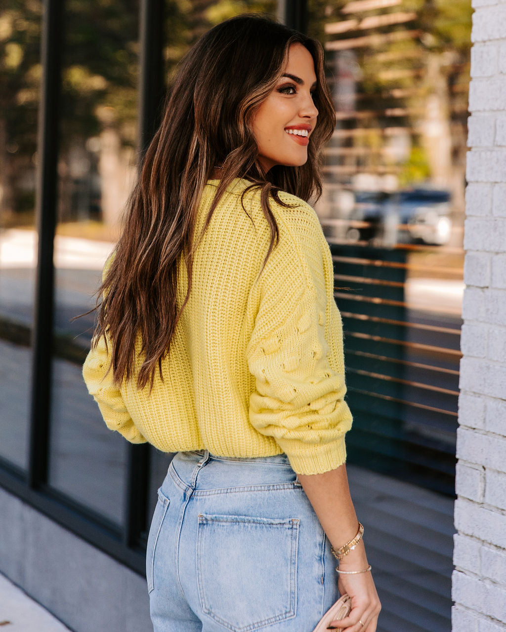 Full Of Cheer Cropped Knit Sweater - Lemon